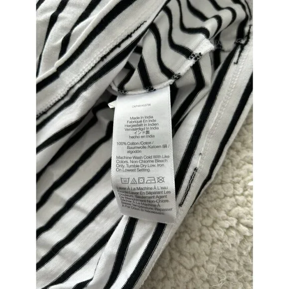 Madewell Womens Cotton Perfect Striped Crewneck Tee in White/Black NS582 - Picture 6 of 8